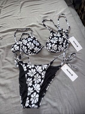 Hurley Black & White Floral Bikini